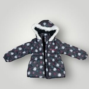 Marilyn Monroe Girls Size‎ 4 Black Puffer Winter Coat Faux Fur Hood